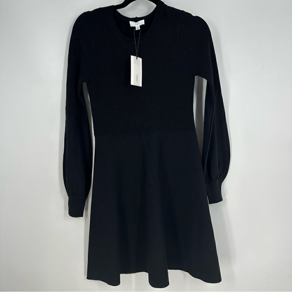 A LOVES A Round Neck Black Balloon Sleeves Sweater Dress Sz M
